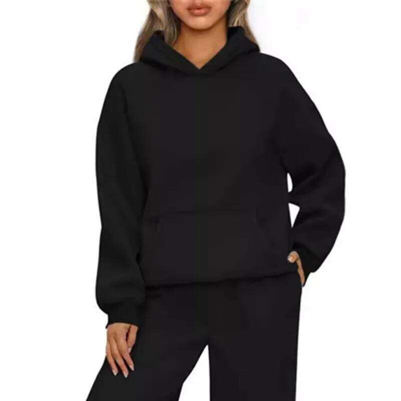 Autumn Winter Casual Sports Sweatshirt Solid-color long-sleeve Fashion Loose hoodie Women's tops pullover C260312