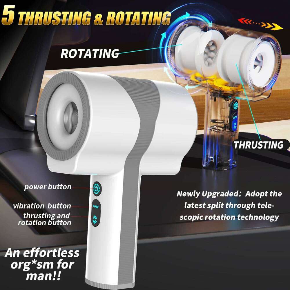 Automatic Male Masturbators Cup with 5*5*7 Thrusting Rotating Vibrating Quiet Hands Free Pocket Pussy Stroker 3D Sex Toys for Me Z260312