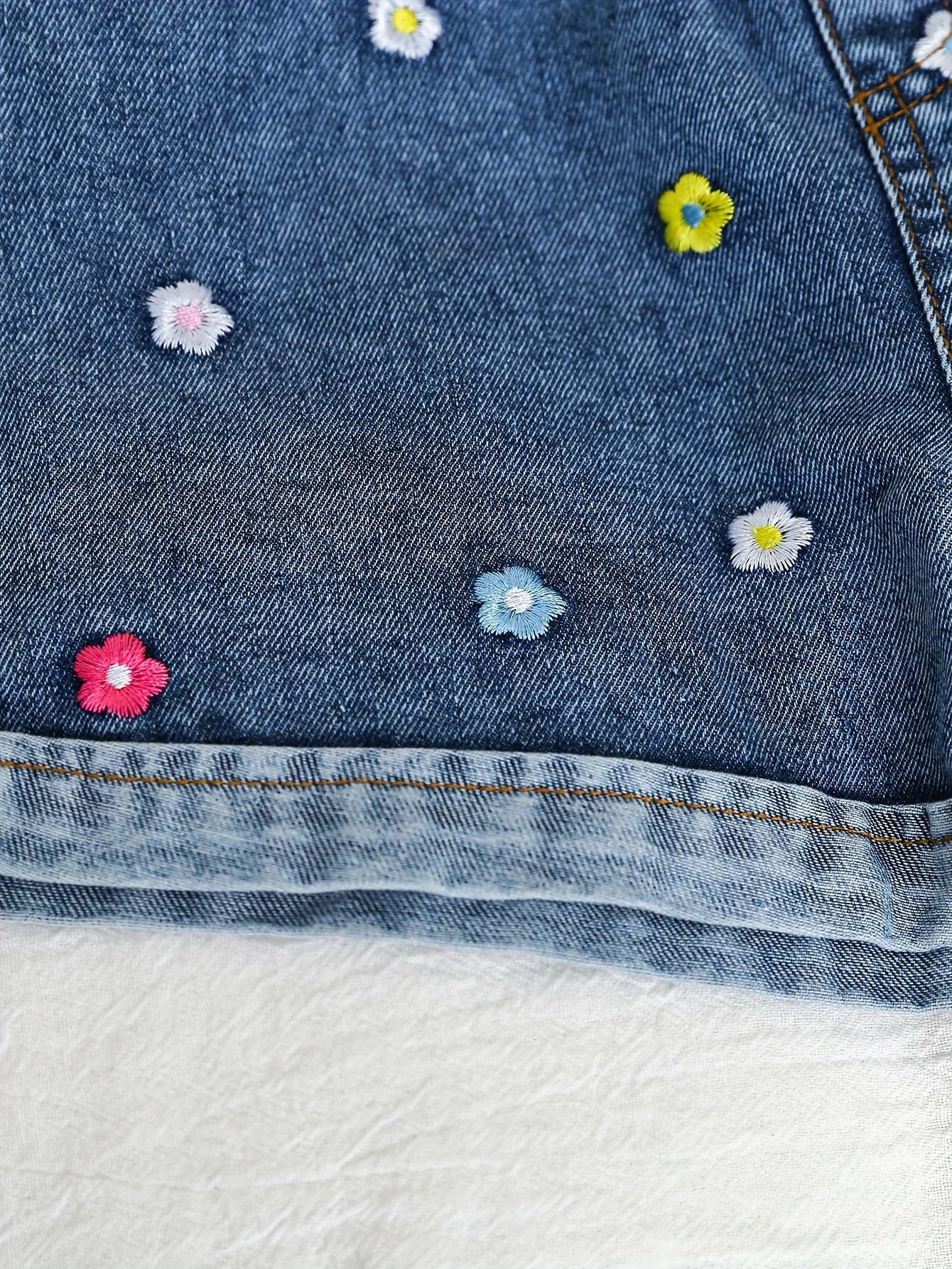 TwoPiece Girls Summer BowEmbroidered Casual Shorts Street Fashion Denim 260311