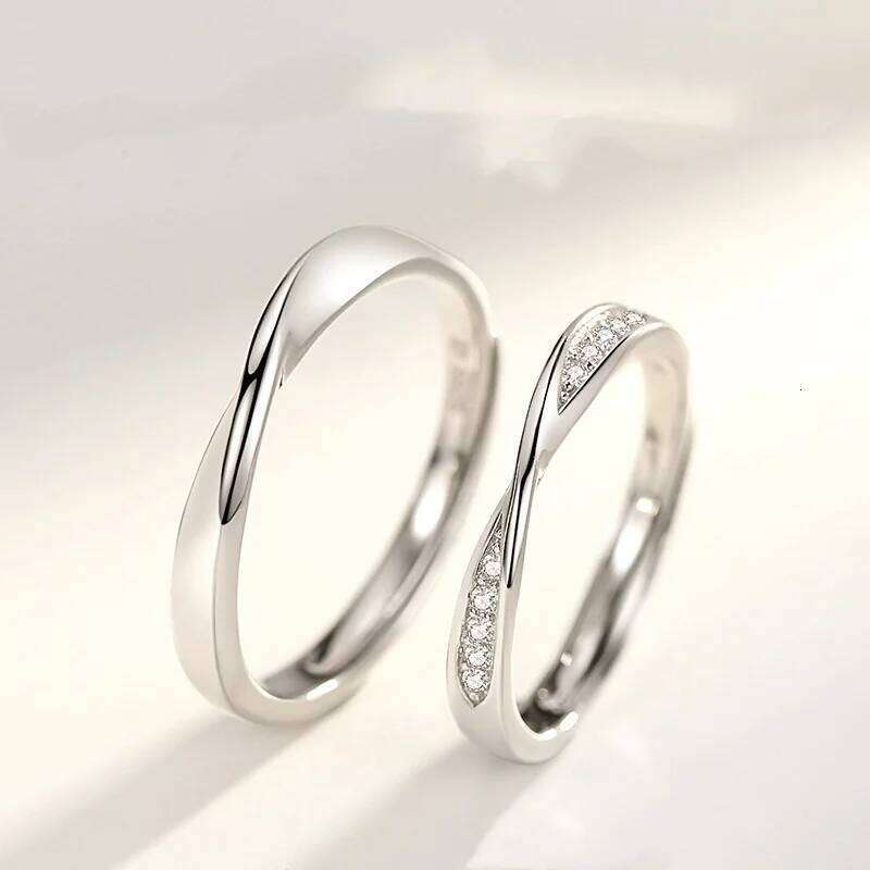 New Fashion Mobius Smooth Couple Rings Classic Silver Color Adjustable Ring For Men Women Wedding Jewelry Valentine's Gift W260311