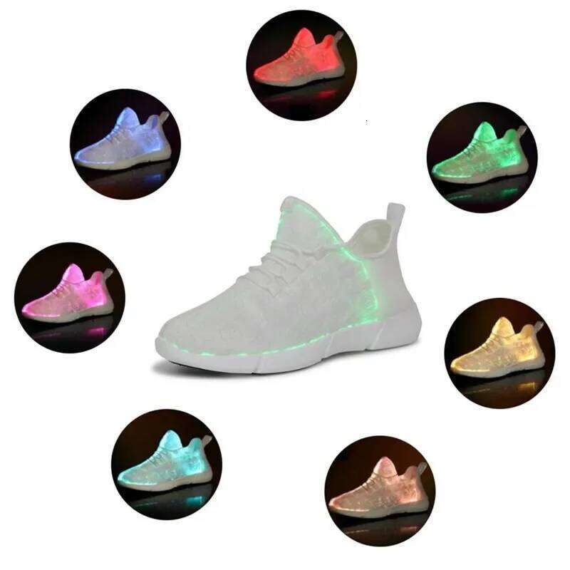 Spring Boy Luminous Glowing Sneakers Men Women Girl Kids LED Light Children Flashing Adults USB Recharge Fiber Optic Shoes H260312