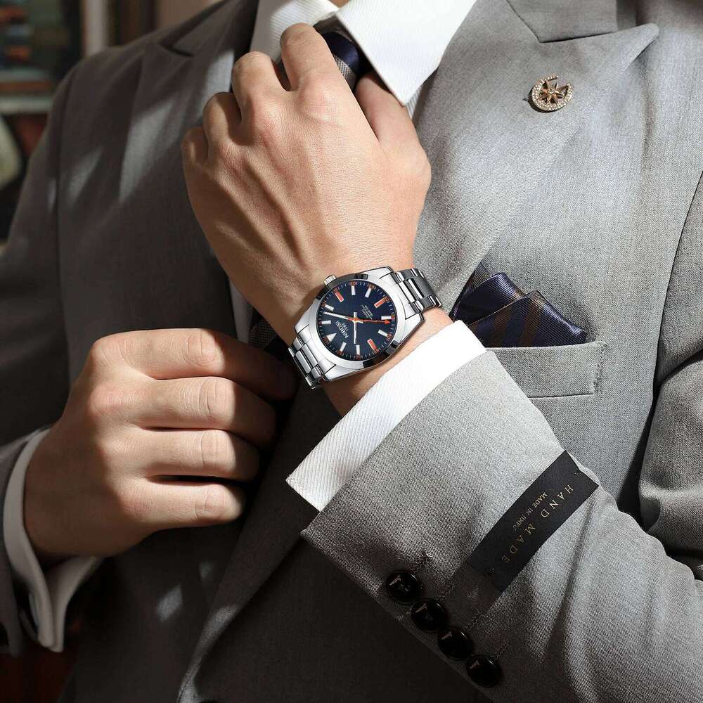 NIBOSI Stainless Steel Military Analog Quartz Watches for Men Waterproof Business Classic Design Luminous WristWatch