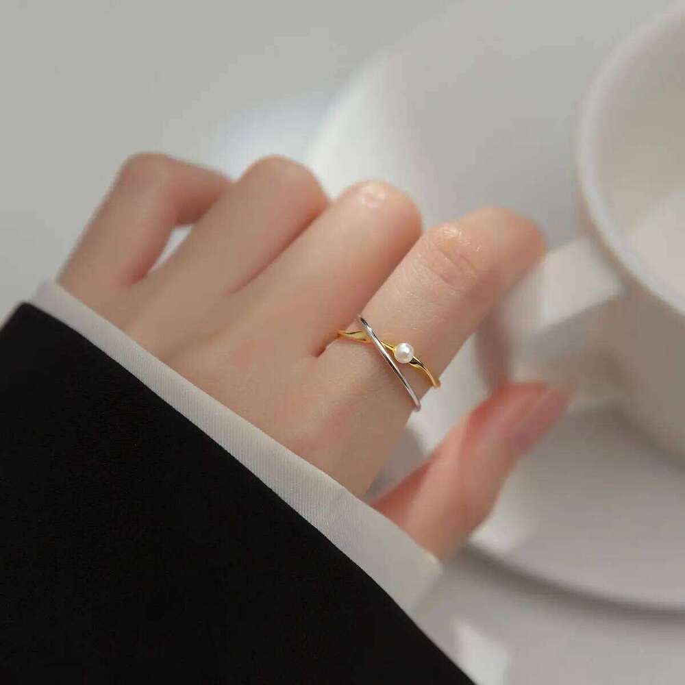 925 Sterling Silver Rings For Women Men Gold Cross Pearl Simple Trendy Retro Adjustable Anillos Party Gifts Fine Accessories H260312