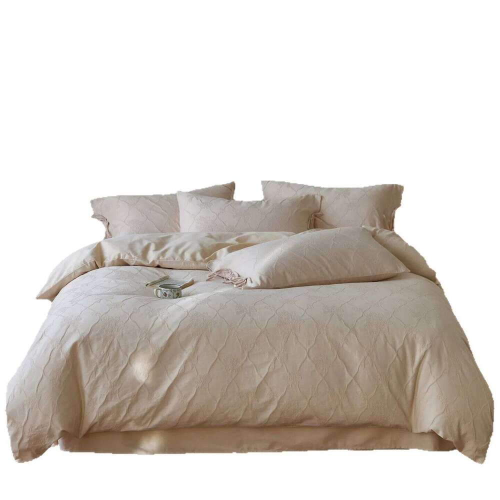 High-end light embossed jacquard thickened brushed four-piece warm bedding H260312