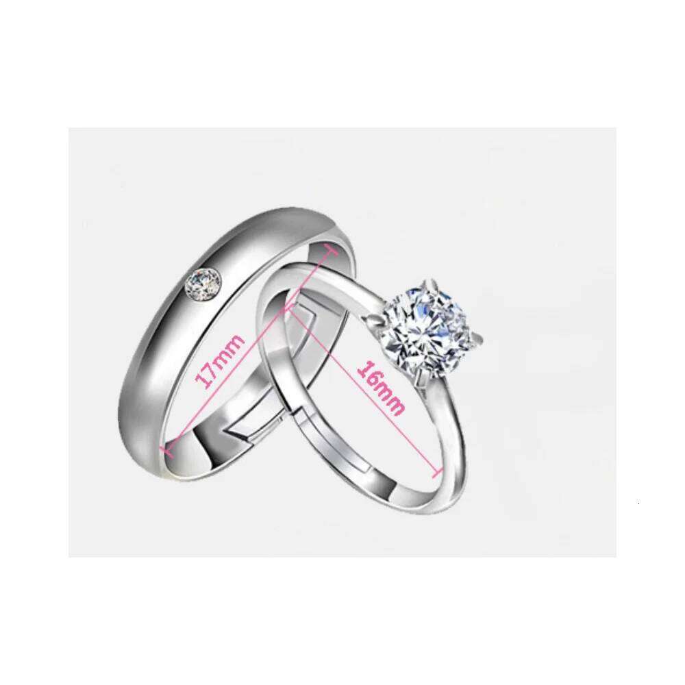 925 Sterling Silver with Zircons Opening Ring Couples Fashion Simple Birthday Party Wedding Anniversary Jewelry Gift W260311