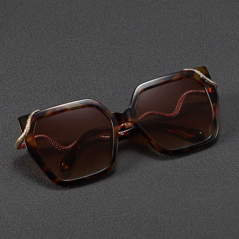 Designer Sunglasses for men women square frame sun glasses snake temple sunglasses Gradient blue lens color block plastic frame