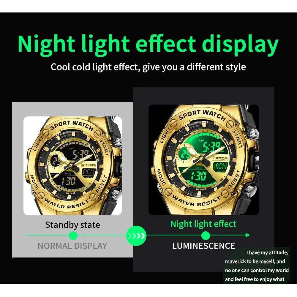 SANDA 3363 Junior High School Student Cool Multi functional Men's Electronic Quartz Watch