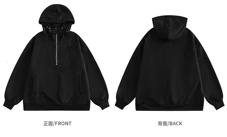 Half-zip Lapel Suede Long-sleeve Designer Hoodie Sweatshirt For Men New Spring/autumn Style Loose-fitting Retro Pullover Trendy Men's Clothing