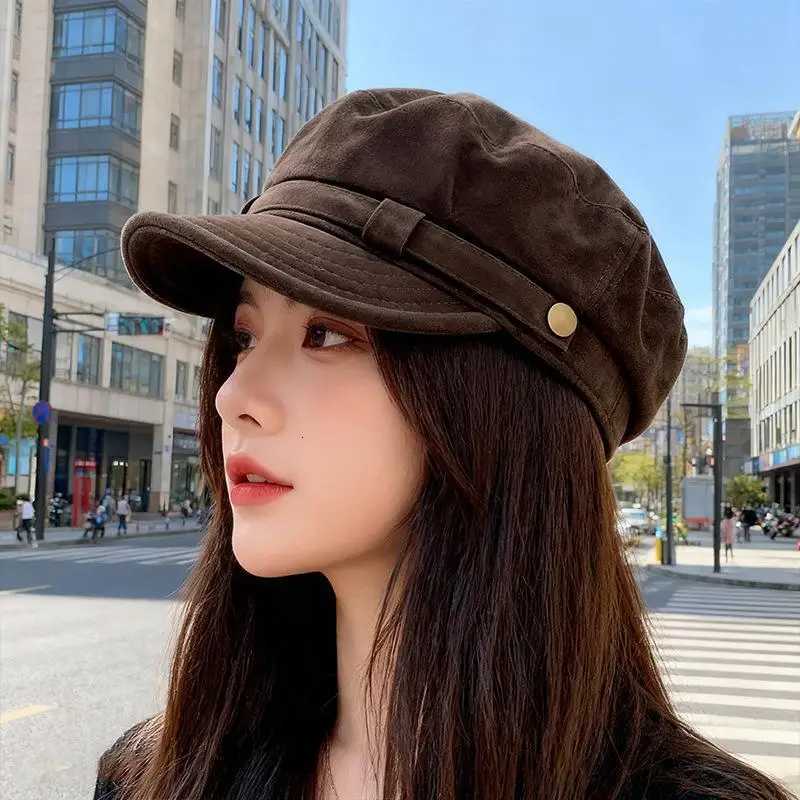 Retro Suede Beret Hat For Women Flat Top Newsboy Cap Autumn Winter Briti Sle Casual Foldable Warm Hat H260312 - view 5