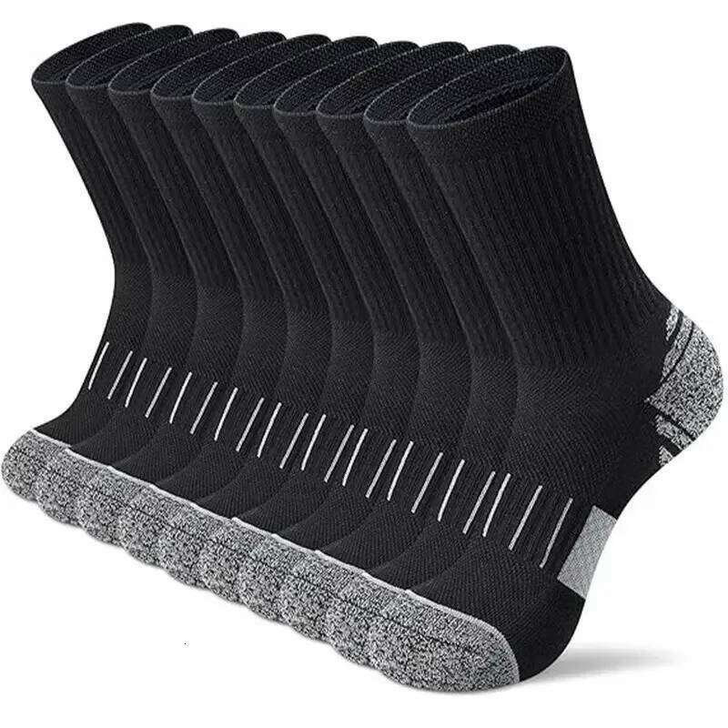 5 Pairs Unisex Sweat Absorbing Breathable Running Arch Support Cushioning Suitable Outdoor Wear All Season Sports Socks Z260312