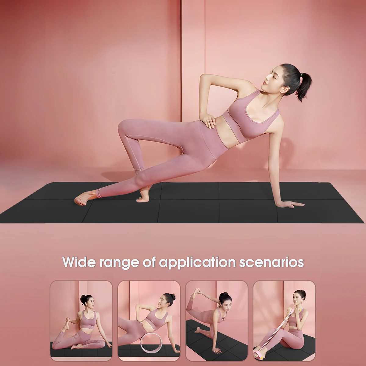 Black Foldable Yoga Mat Eco Friendly EVA Folding Travel Fitness Exercise Mat 3/4/6mm Thicknesses for Yoga Pilates Workouts M260312