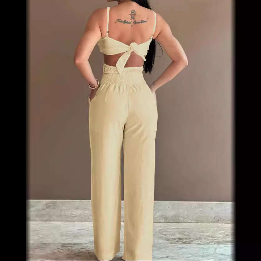 2024 Cross-Border Fashion Casual Backless Jumpsuit for Women
