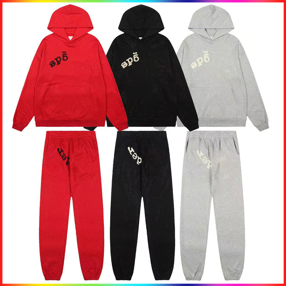 men designer clothes Winter spider sweatpants Fashion Casual Web spider hoody Men Women Loose Pullover spider hoodie rhinestone High Quality Puff Print Tracksuit