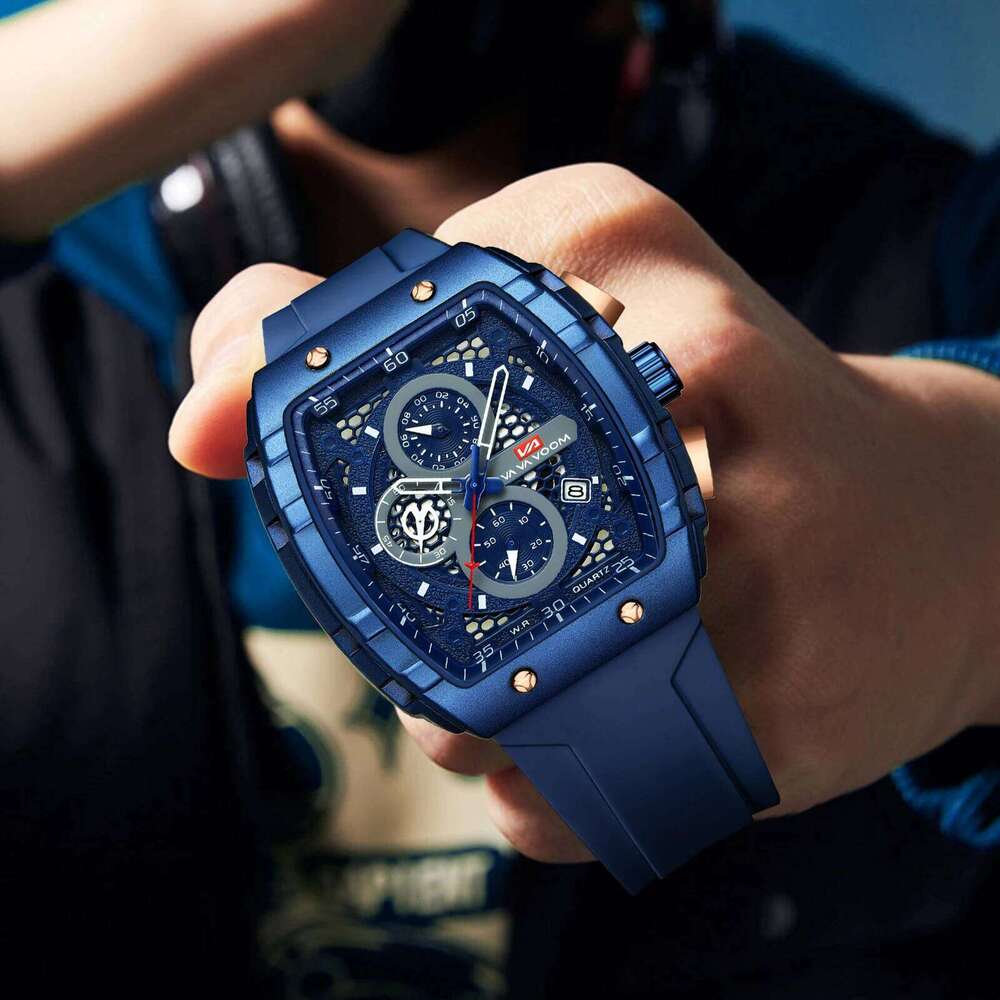 VA VOOM Brand Multifunctional Fashion Silicone Timing Clock Waterproof Sports Military Quartz Men Watch