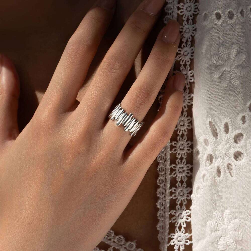 MODIAN 925 Sterling Silver Liquid Irregular Vintage Rings Retro Wide Stackable Fashion Finger Ring For Women Party Fine Jewelry H260312