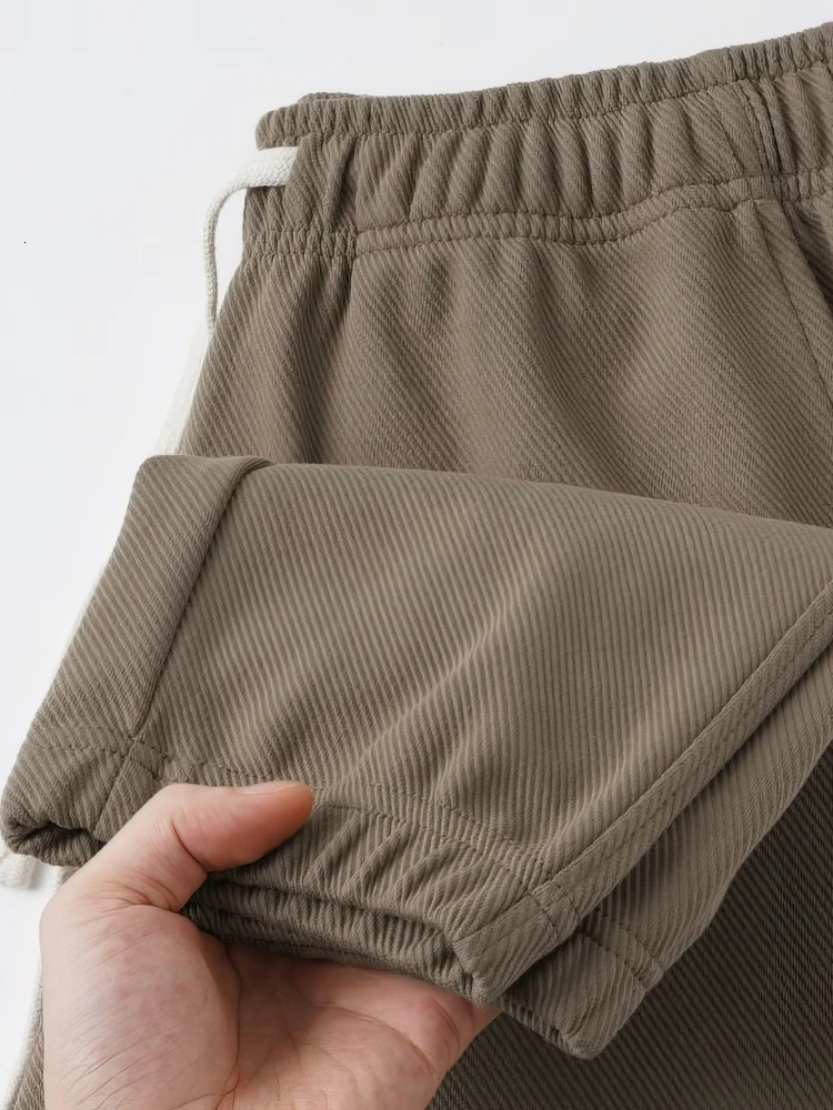 65 Cotton Twill Baggy Casual Jogger Pants Men 380g Anti-wrinkle Work Wear Trousers Outdoor Sport Sweatpants Breathable Knitted 260311