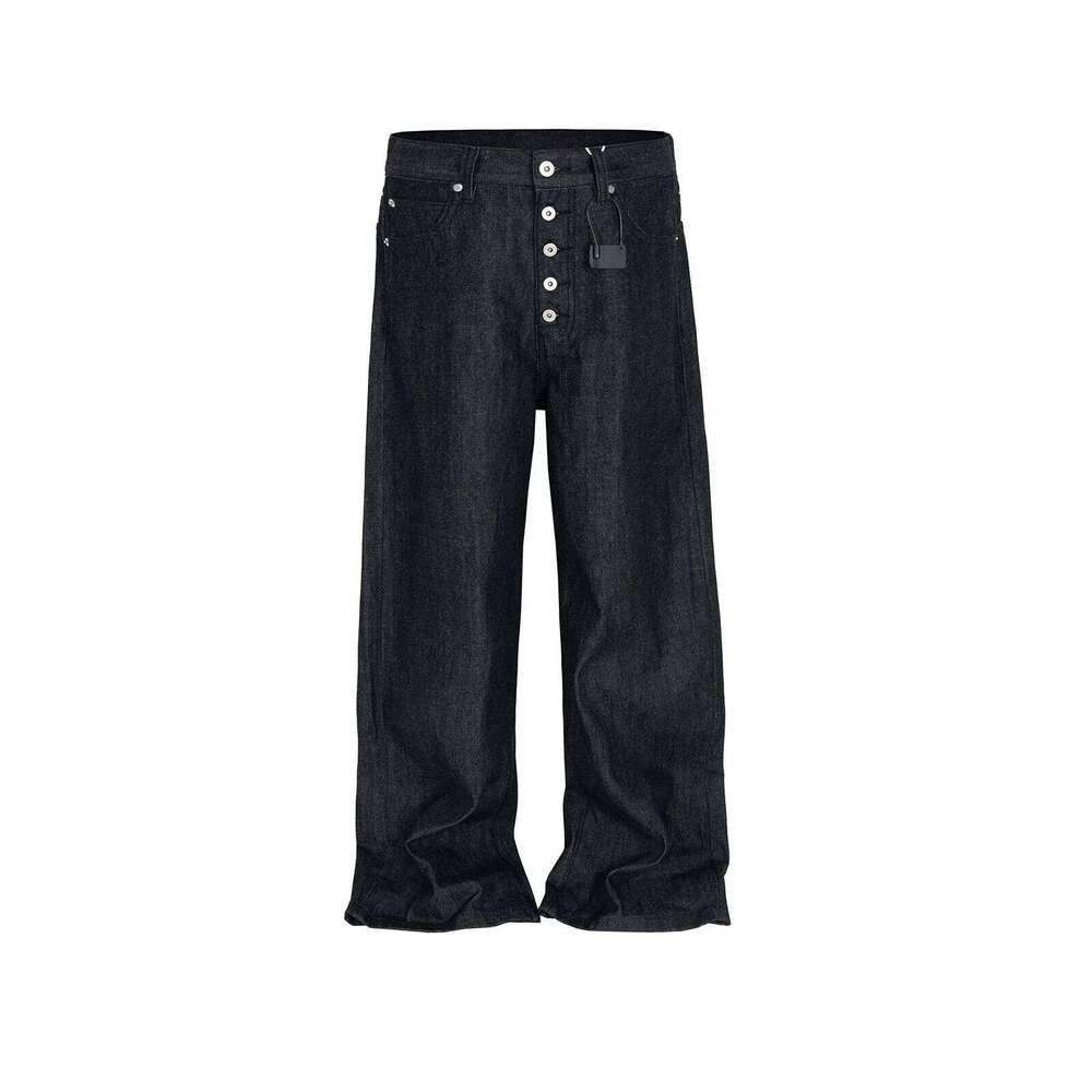 MIJKO High Street Cleanfit Drak Blue Jeans for Men and Women Straight Vintage Casual Denim Trousers ZJ089 26Y0312