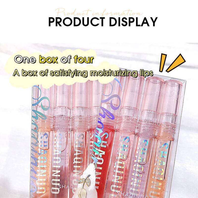 Four pack set box, water gloss jelly lip gloss, moisturizing glass lips, not easy stick to cup W260311