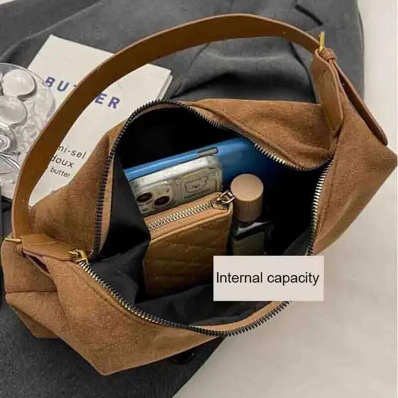 Velvet Handbag Purse For Women Suede Shoulder Causal Crossbody Bags Female Luxury Clutch Ladies Crescent Hobo Bag Xiu Lai Si