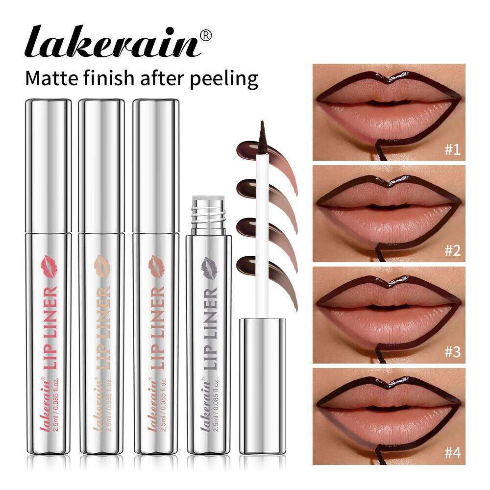 Lakerain 4-Color Matte Lip Liner Pencil Precise tip for defining contours Long-lasting waterproof formula Transfer-proof lip W260311