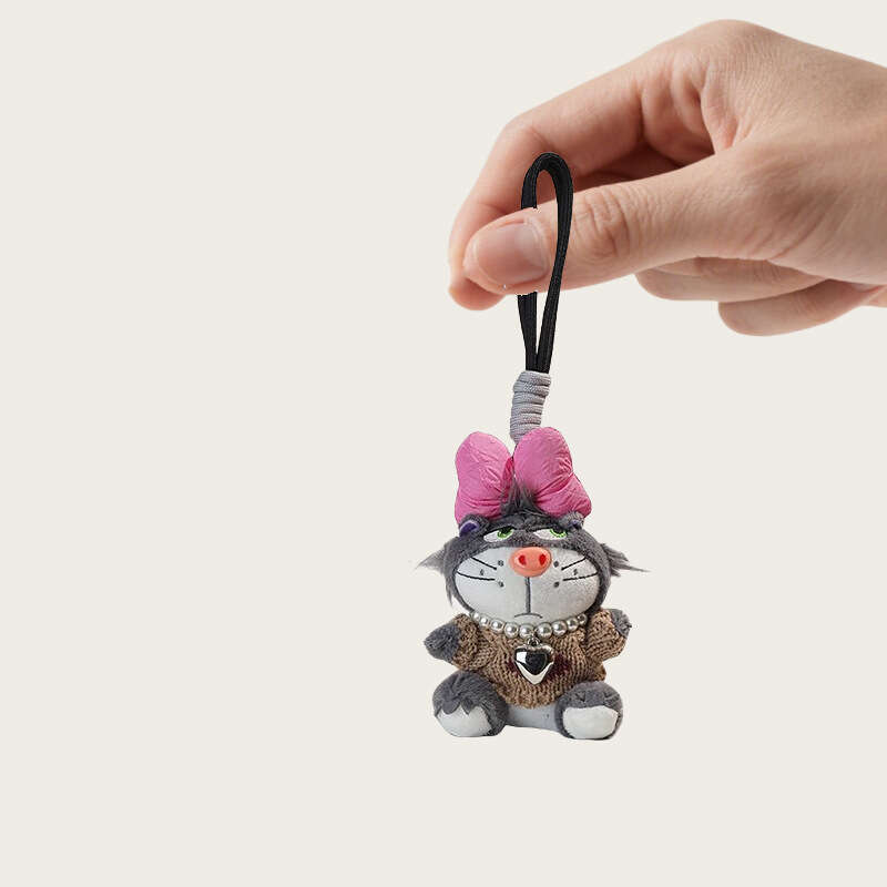 New bow-tie Lucifer cat bag and backpack pendant, plush toy keychain for girls