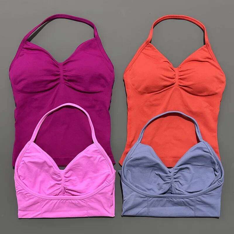HISTELLO Longline Strappy Sports Yoga Vest Women Fitness Tank Top Gym Beautiful Open Bra Running Workout Halter 26Y0312
