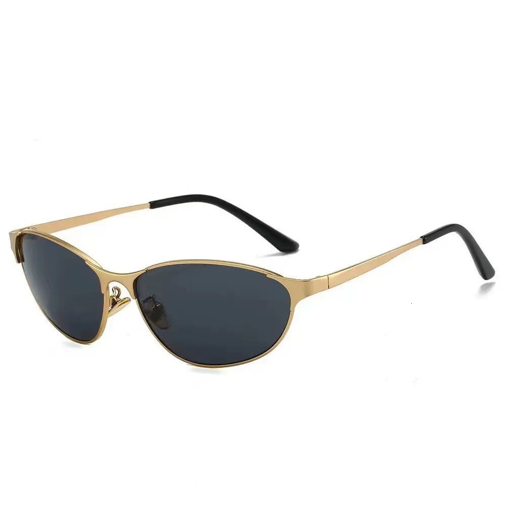 New Hot Girl Street Style Metal Cat Eye Concave Shape American Retro for Women UV Protection Sunglasses