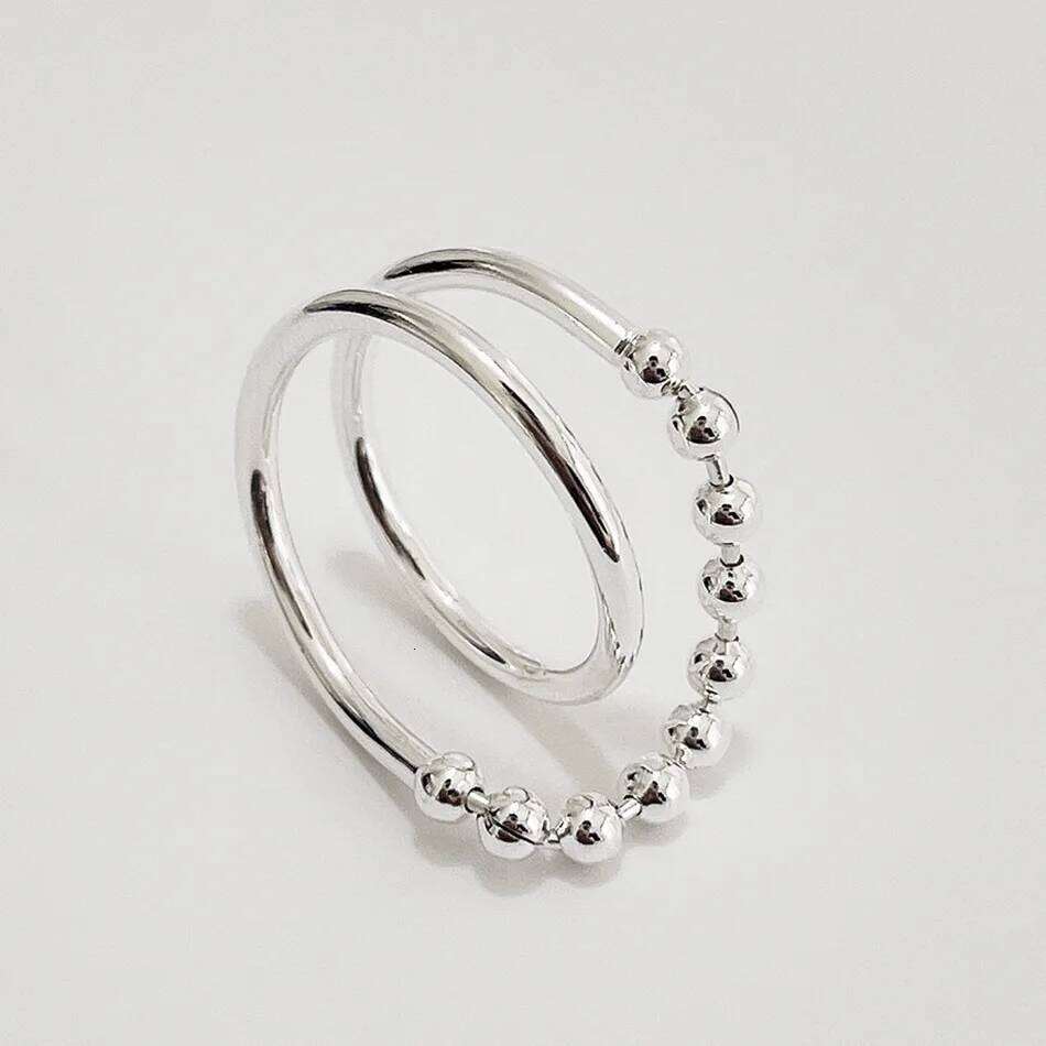 Solid 925 Sterling Open Chain Ball Rings For Women Gold Plated Trendy Retro Anillos Party Gifts Accessories H260312