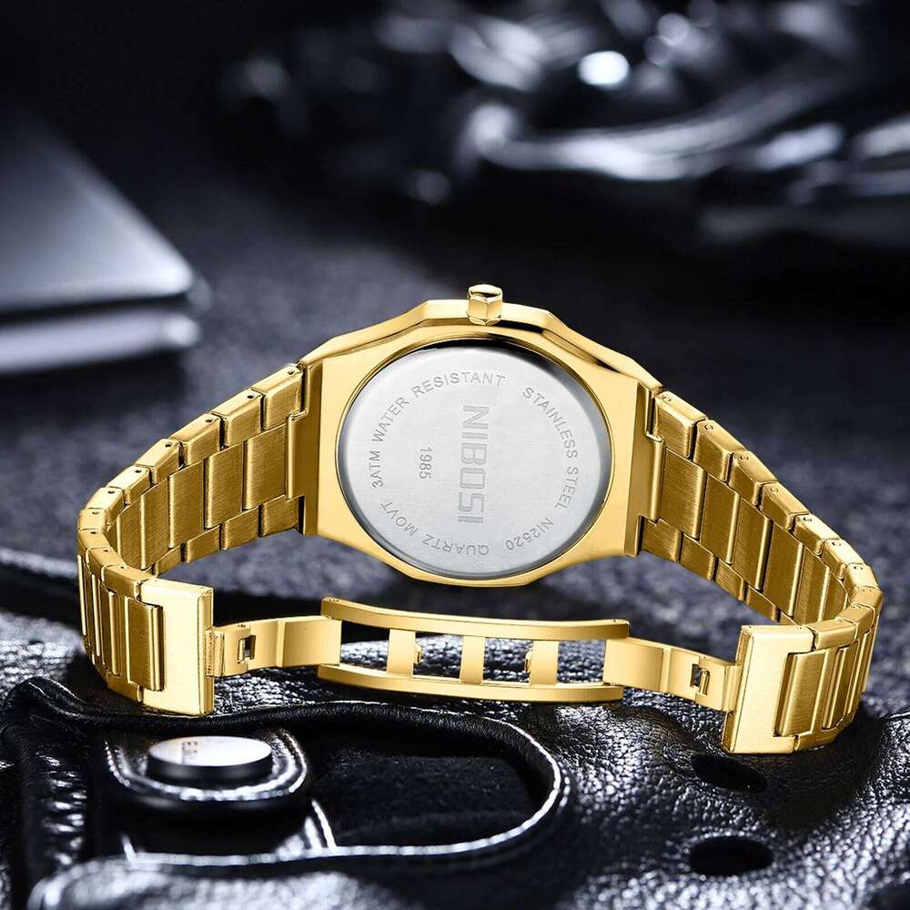 NIBOSI Men's Luxury Business Stainless Steel Watch For Sport Excellence Waterproof Wristwatch Tough Men Gift Clock Relogio