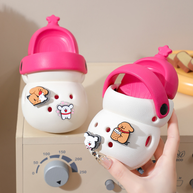 Kids Cartoon Clogs flip-flops Cute Animal Charms EVA Non-Slip Toddler Sandals Baby Boys Girls with Adjustable Strap Removable Animal Pins Free shippin