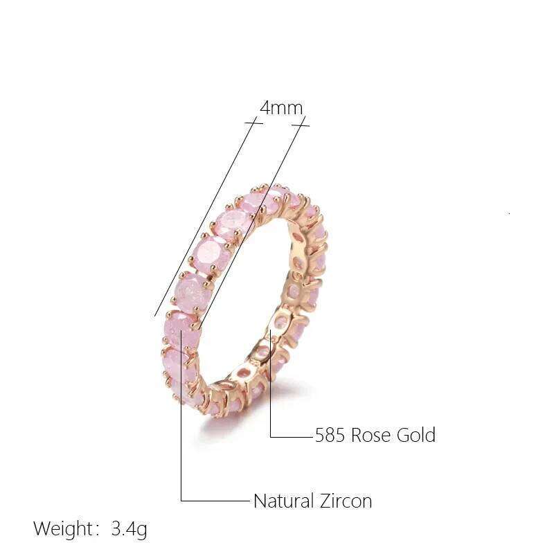 Wbmqda 585 Rose Gold Color Oval Multicolor Stone Ring For Women Pink/Blue/Green Natural Zircon Setting Luxury Fashion Jewelry H260312