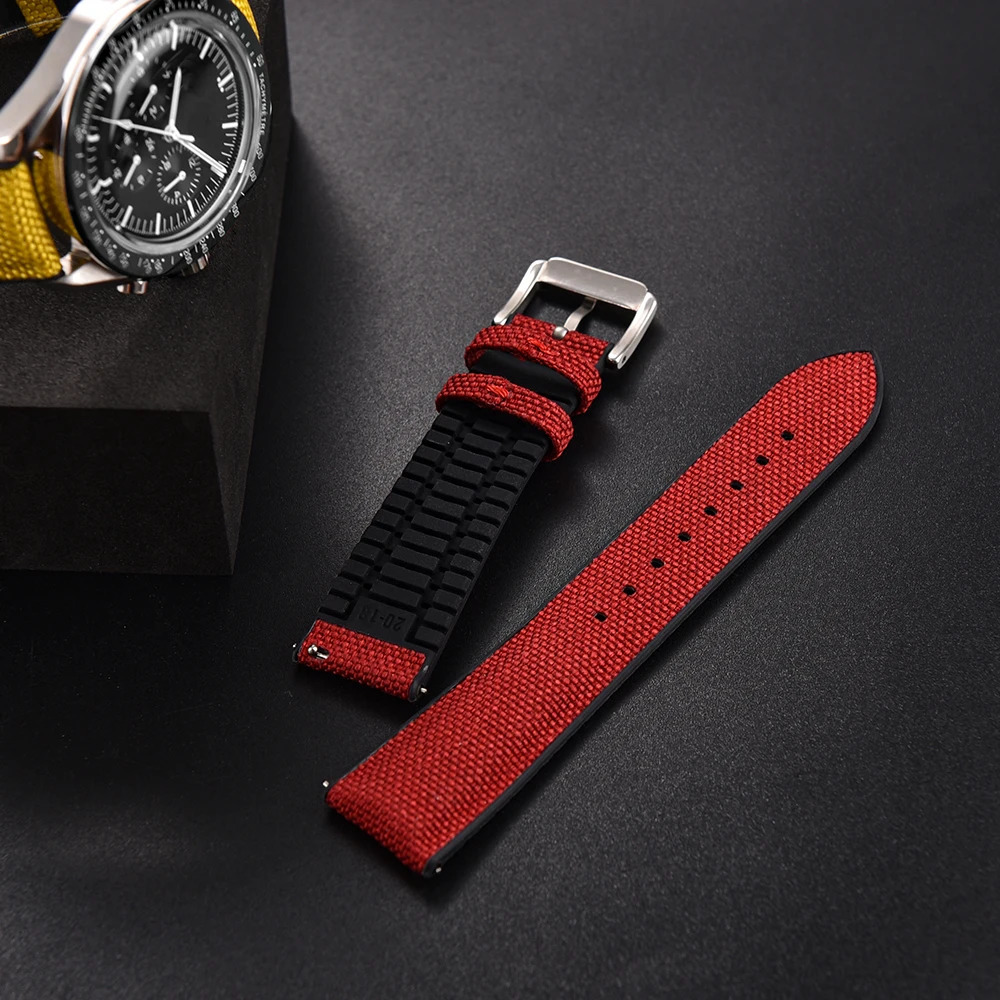 JUELONG Sailcloth Rubber Strap Quick Release Waterproof Watch Bands 18mm 19mm 20mm 21mm 22mm Canvas Nylon Wristband 260304