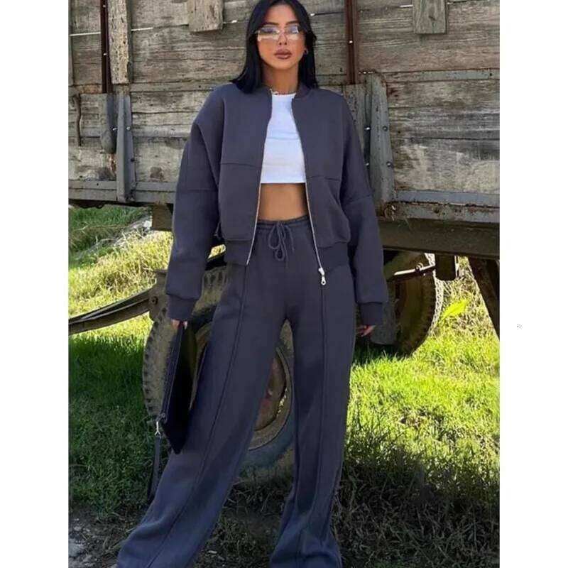 Casual Pants Suit 2025 Autumn Winter Cardigan Sweatshirts Sports Women Fashion Street Long-sleeved Jacket Trousers Two-piece Set C260312