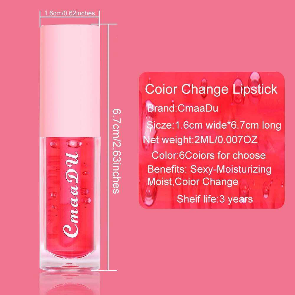CmaaDu 1pcs & 2pcs 6pcs Fruit Moisturizing Color Change Lip Gloss Lasting Waterproof Lipstick Non-stick Cup Does Not Fade W260311