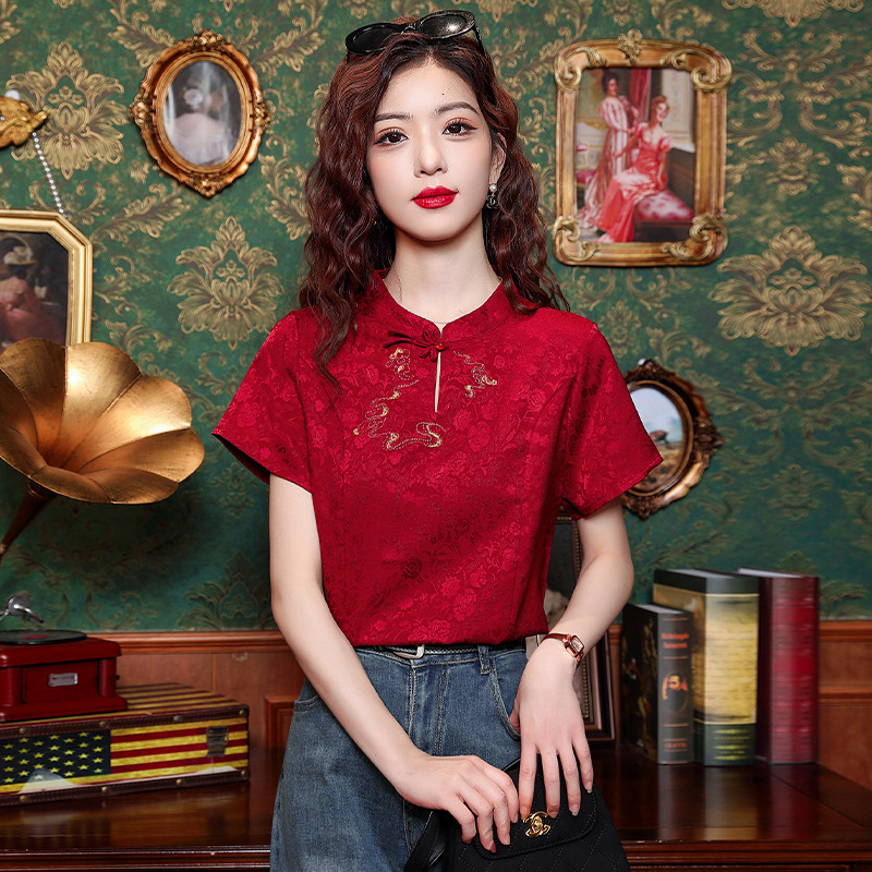 Designer Hoodie Factory Direct Sale In Stock 2024 Summer New Model New Chinese Style Retro Embroidered Short-sleeve Polo Shirt Designer Shirt T-shirt 