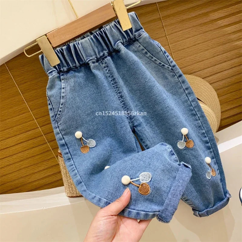Ambroidered Flower Girl Jeans Baby Boy Kids Pants Daduhey Wide Leg Harem Trousers Clothes Bottoms 260311