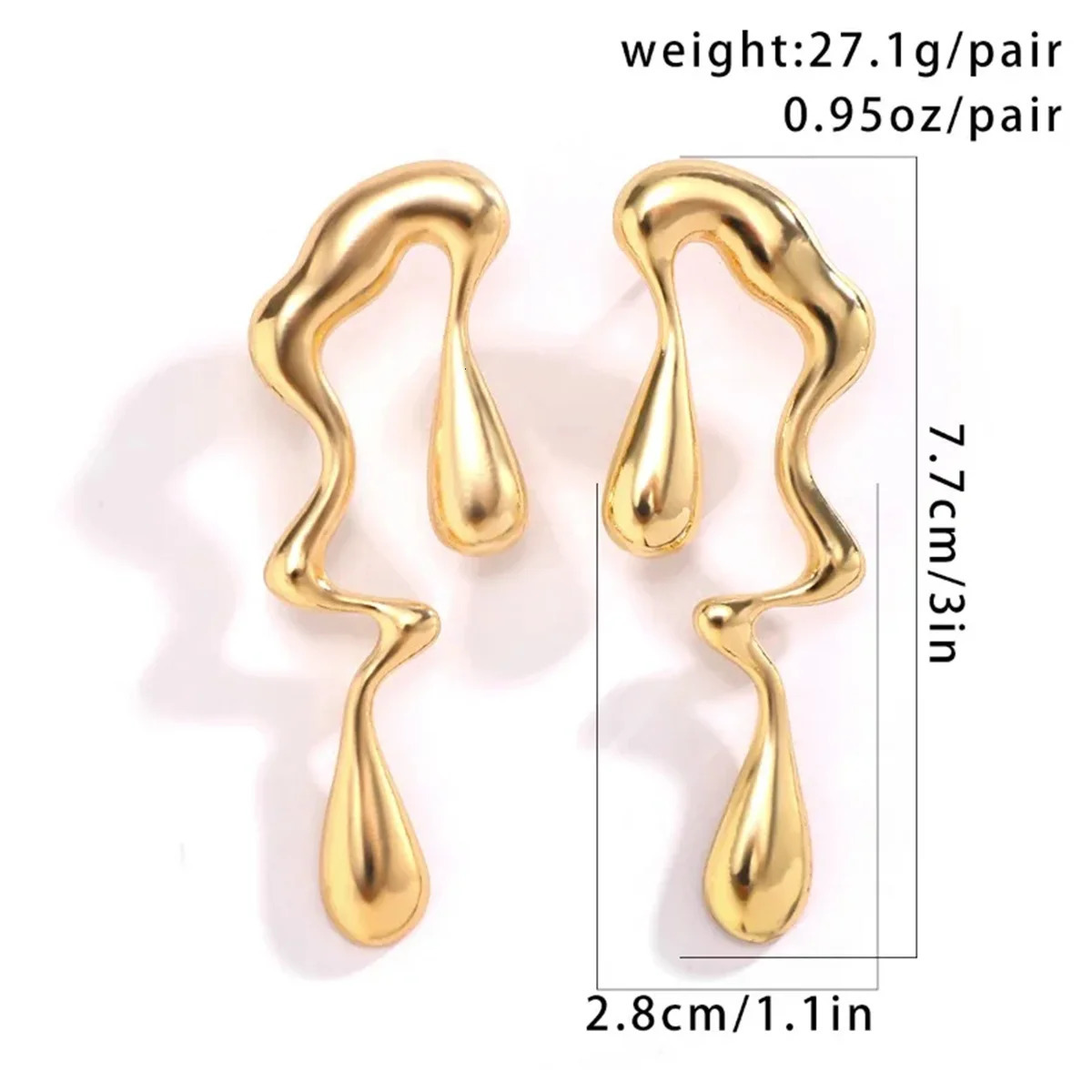 2pcs Irregular Vintage Stainless Steel Water Drops Ear Studs 260309