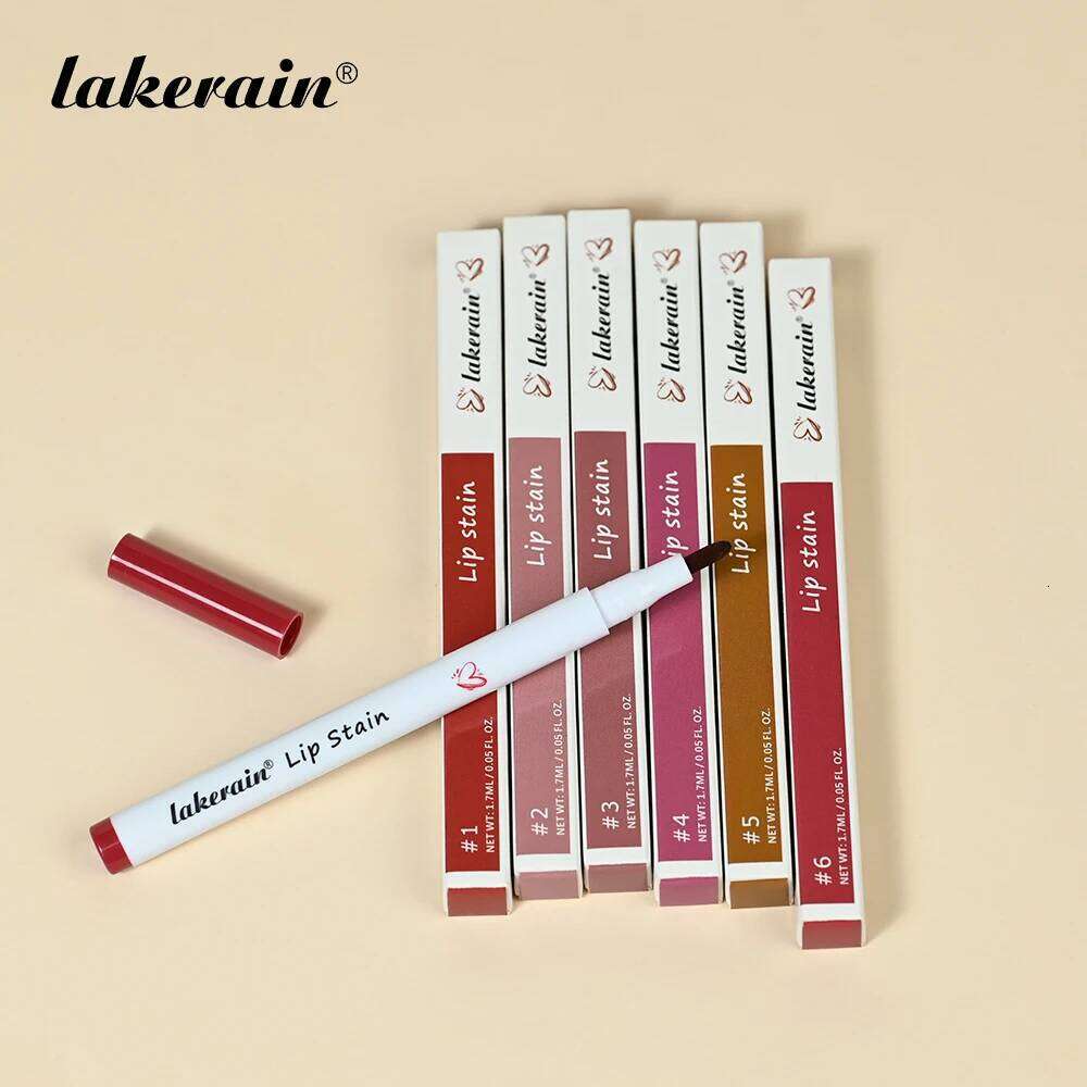 6Colors Stain Pencil Liquid Liner Waterproof Plumping Lip Tint Natural Matte Nude Brown Long Lasting Beauty Makeup Pen W260311