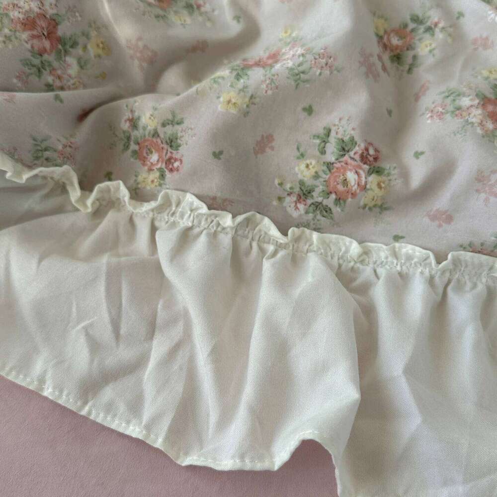 Korean Princess Style Floral Ruffles Bedding Set Washed Cotton Duvet Cover Bed Sheet Pillowcases Single Full Queen Size 3/4Pcs H260312
