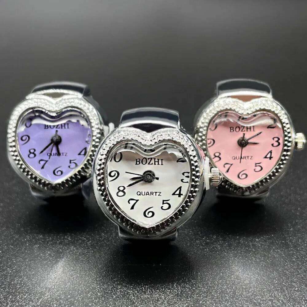 Hip Hop Vintage Rings Jewelry Clock Punk Heart Shape Roman Quartz Retro Creative Finger Ring Couple H260312
