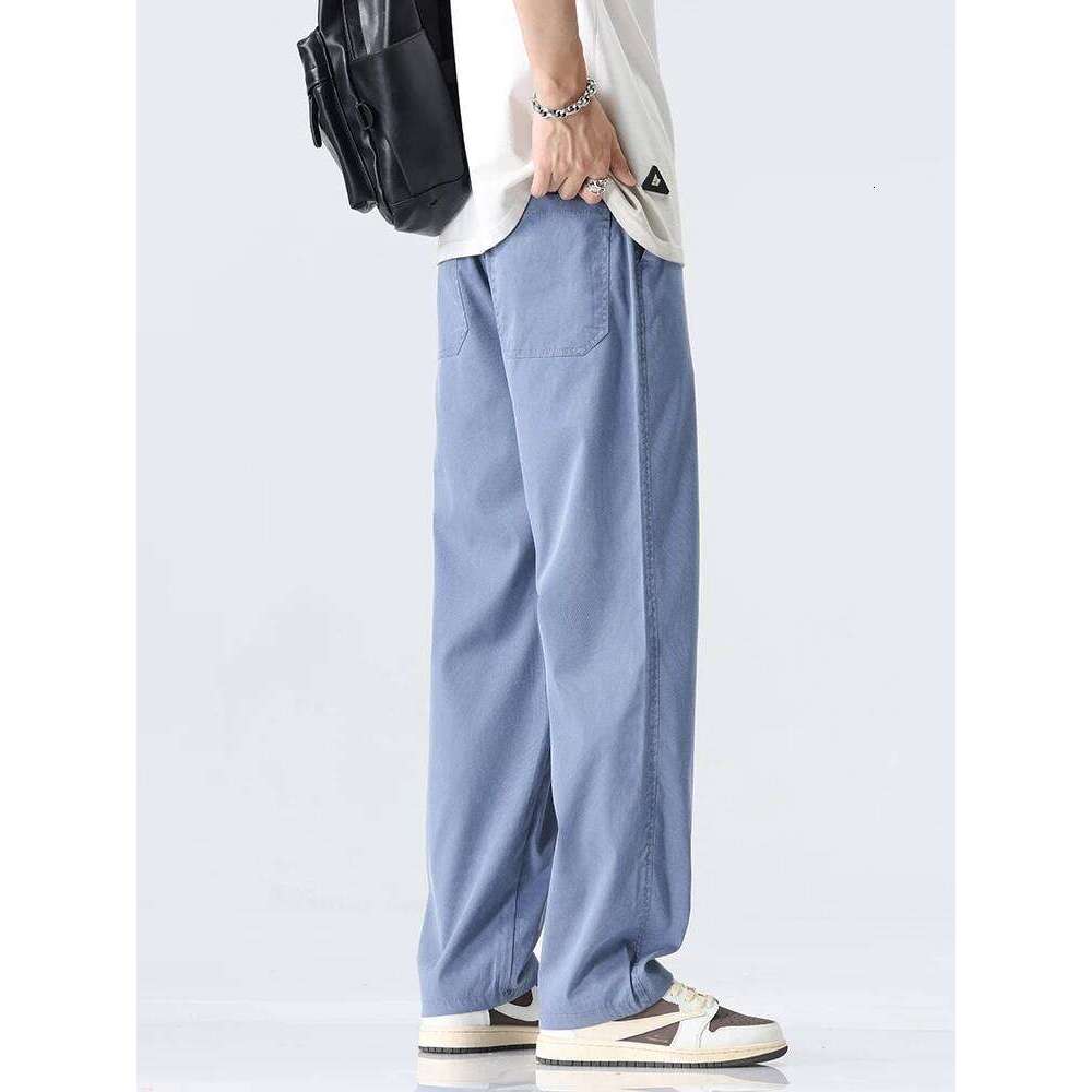 Coffee Ultra-thin Wide Pants Men Lyocell Fabric Breathable Soft Straight Casual Trousers Loose Simple Male Sweatpants 26Y0312