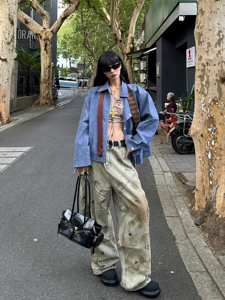 Yao Fashion Dirty Style Clean Fit Loose Vintage Trousers Casual Oversize Wide Legs Streetwear Y2k Cargo Pants Long Pants For Men 260310