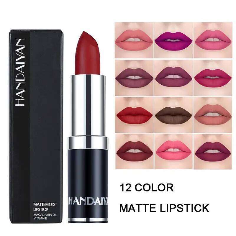 12 Colors Matte Lipstick Long Lasting High Pigment Velvet Soft Full Coverage Lip Makeup Nude Red Sexy Women Beauty Cosmetics W260311