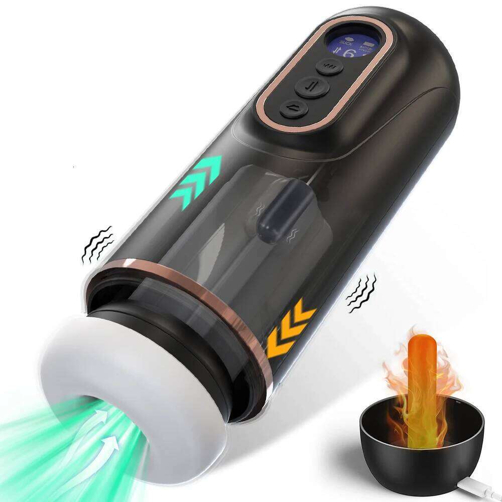 Automatic Male Masturbators Cup Telescopic Rotation Sucking Blowjob Vagina Heating Pocket Cat Penis Piston Masturbation AdultToy Z260312