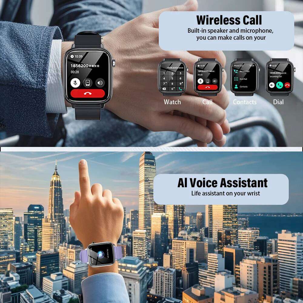 LAXASFIT Fashion Smartwatch Heart Rate Monitor Sports Health Sleep IP68 Waterproof Bluetooth Calling Men and Women Smart Watch