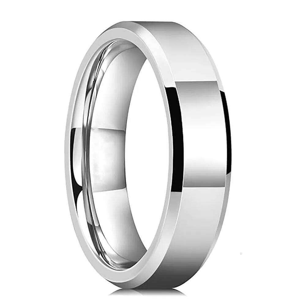 VQYSKO Classic Jewelry 6mm Men Women Simple Rings Polish Double Hypotenuse Tungsten Steel Wedding Band Engagement Ring H260312
