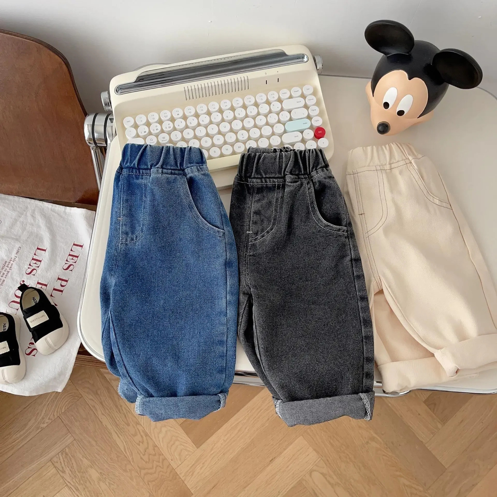 72771 Baby Boys Denim Pants Solid Color Infants Jeans Casual 260311