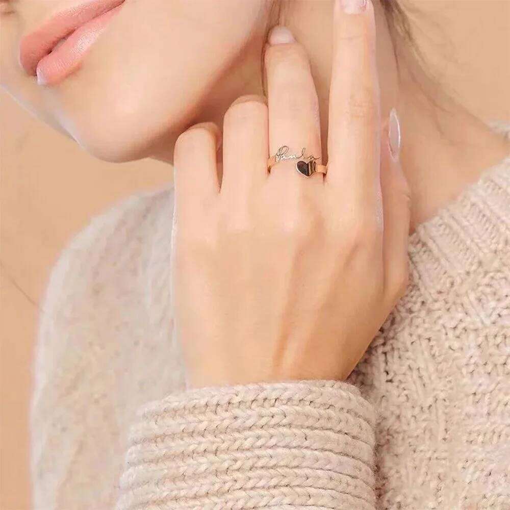 Customized Name Personalized Stainless Steel Heart Couple Ring Women Jewelry Valentine's Day Gift Anillos Mujer H260312