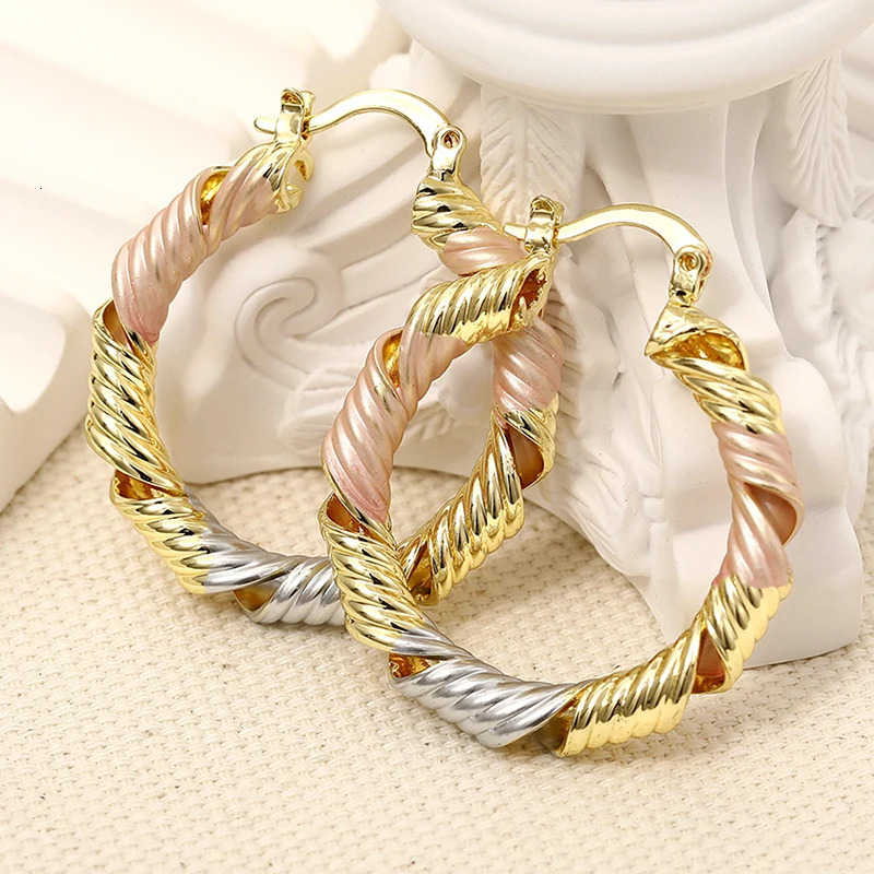 CAOSHI Gorgeous Three Colour Big Hoop Earrings for Women Temperament Modern Style Metal Ear Accessories Engagement Party 260309