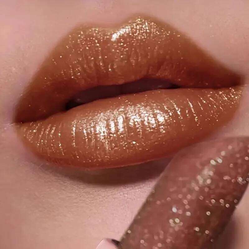 Waterproof Shimmer Lipstick, Pearlescent Long Lasting Lip Color, Moisturizing Plumping Lipstick for Glam Night Out W260311